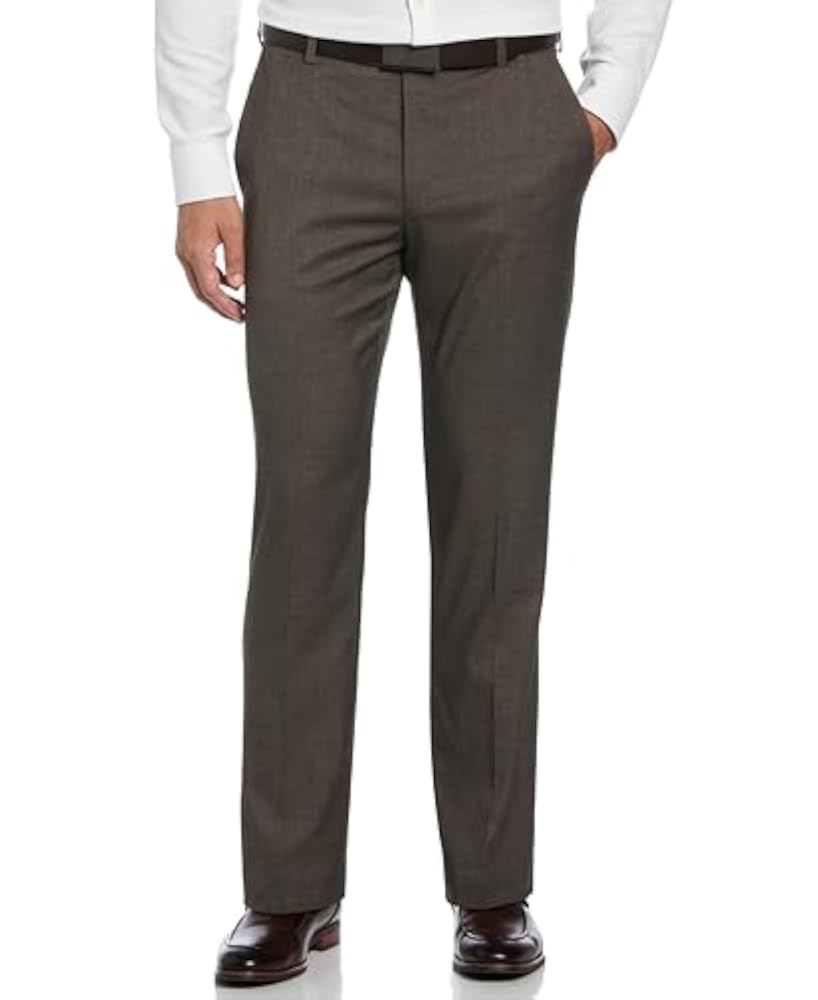 Flat Front Performance No Iron Gabardine Dress Pants with Extendable Waistband