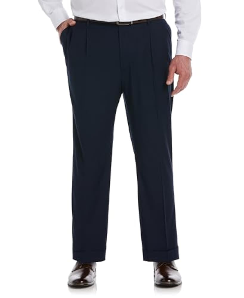Performance No Iron Double Pleated Gabardine Pants with Expandable Waistband