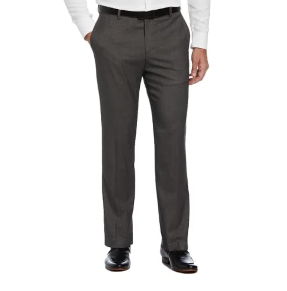 Flat Front No Iron Gabardine Dress Pants with Extendable Waistband