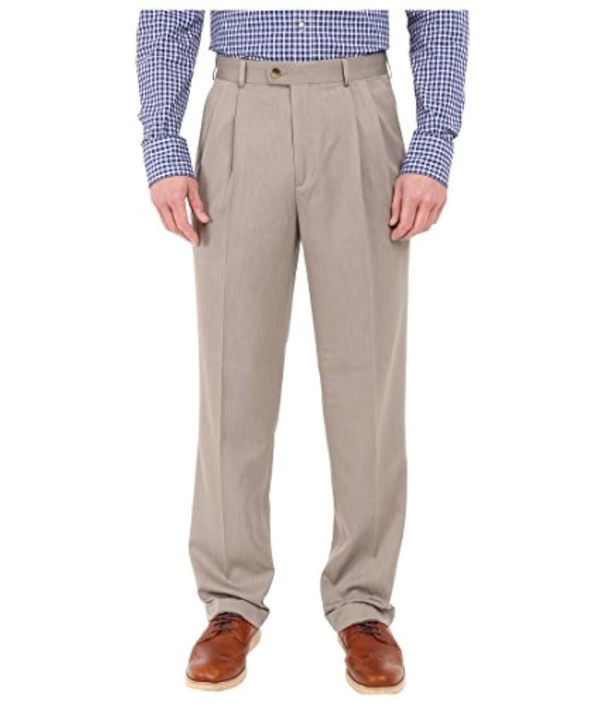 Classic Fit Elastic Waist Double Pleated Cuffed Pant
